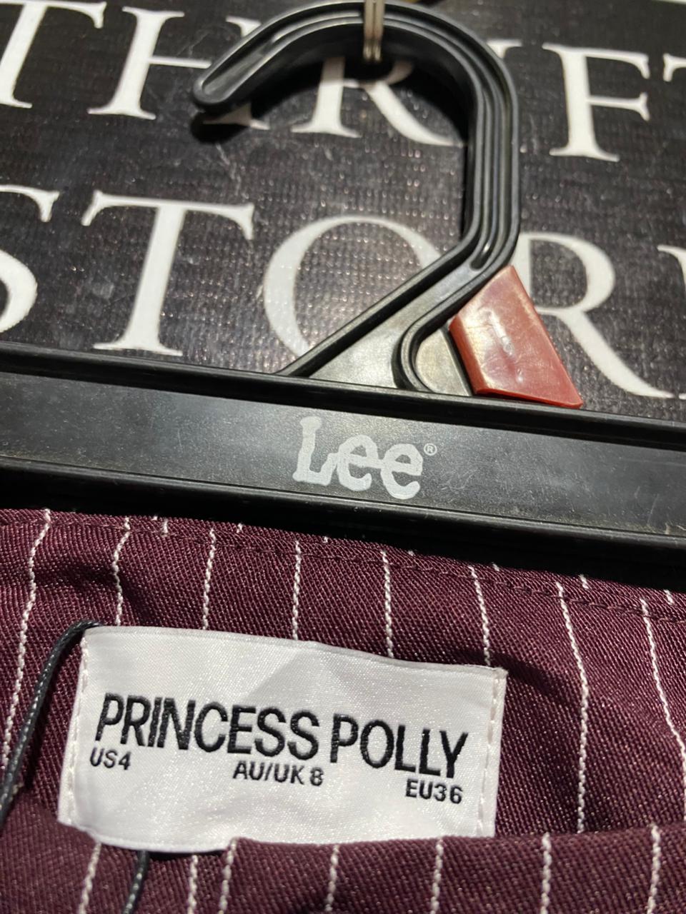 PRINCESS POLLY |S| WAIST 27| B27| HIGH-WAISTED PINSTRIPE WIDE-LEG TROUSERS