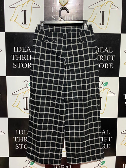 MARCS |M| WAIST 28| B27| BLACK AND WHITE GRID CHECKERED WIDE-LEG TROUSERS