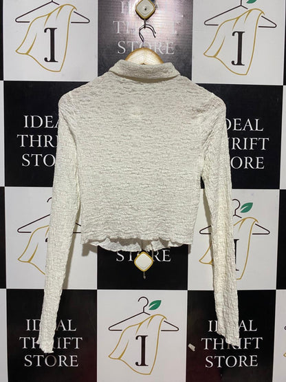 GLASSONS |S| BUST 15| B27| CRINKLE TEXTURED CROP BUTTON-DOWN SHIRT