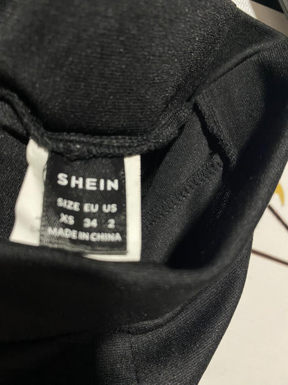 SHEIN |XS| WAIST 24| B27| CLASSIC BLACK HIGH-WAISTED SLIT HEM TROUSERS