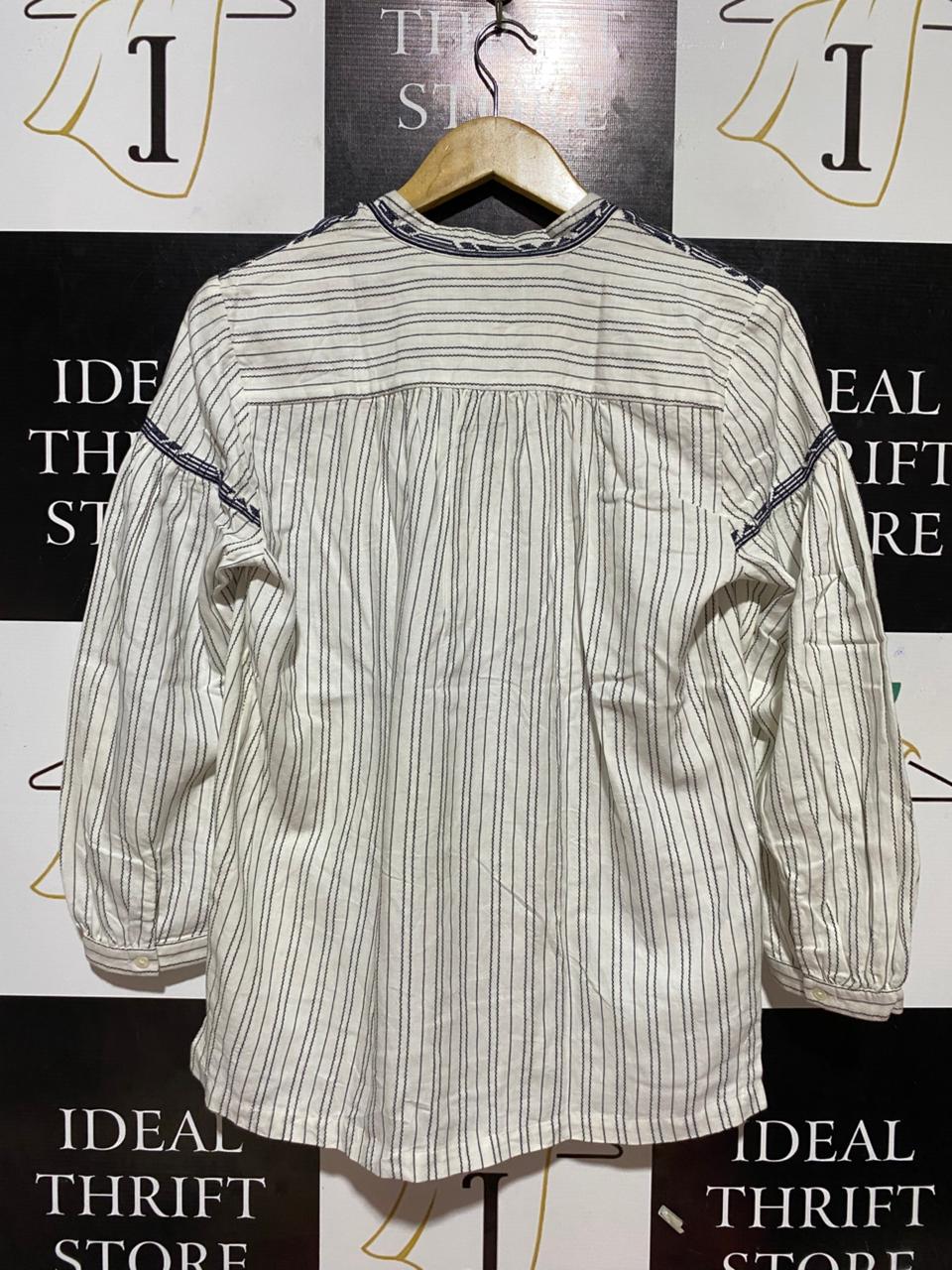 TRENERY |XS| BUST 20| B27| LIMITED EDITION EMBROIDERED STRIPED BLOUSE