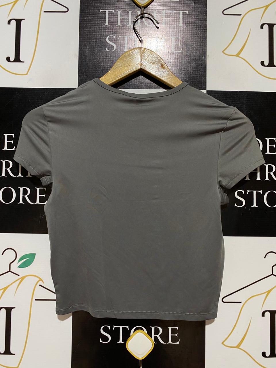 H&M |S| BUST 14| B27| SOLID GREY CREWNECK CROP TEE