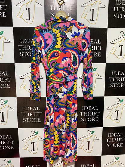 BODEN |M| BUST 17| B27| VIBRANT MULTICOLOR PAISLEY SHIRT DRESS WITH TIE-BELT