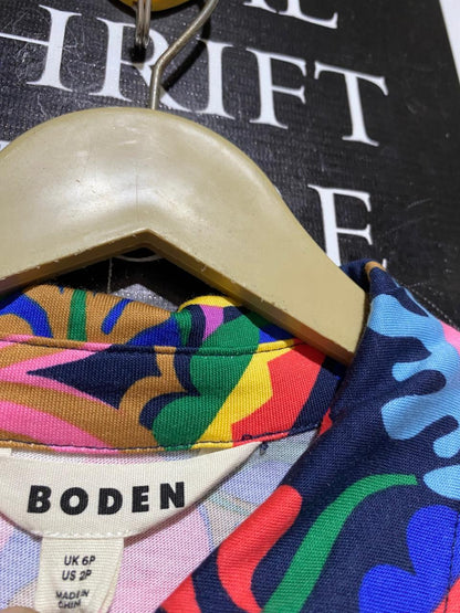 BODEN |M| BUST 17| B27| VIBRANT MULTICOLOR PAISLEY SHIRT DRESS WITH TIE-BELT