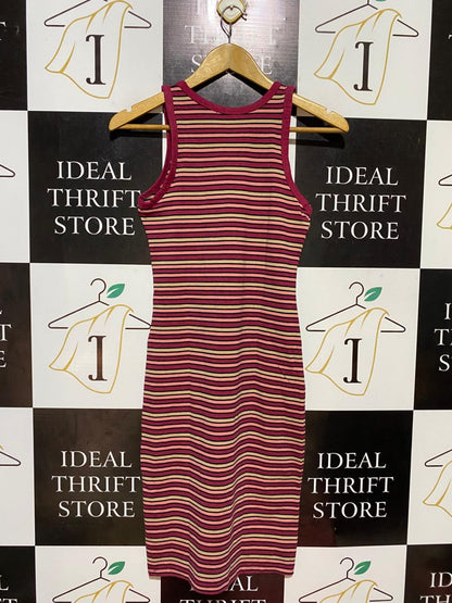 COTTON ON |XS| BUST 14| B27| MULTICOLOR STRIPED RIBBED TANK DRESS