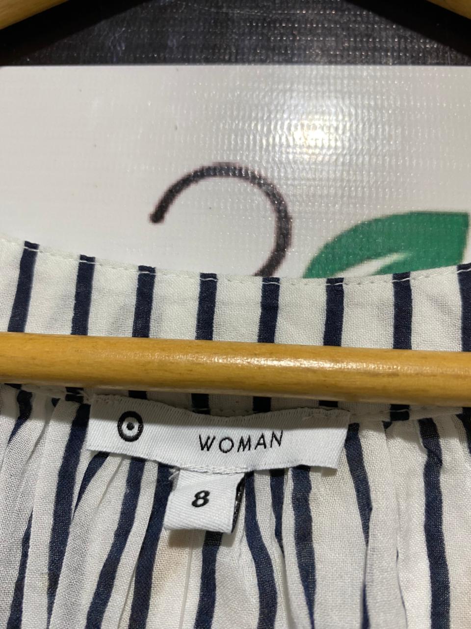 WOMAN |M| BUST 19| B27| STRIPED V-NECK BLOUSE