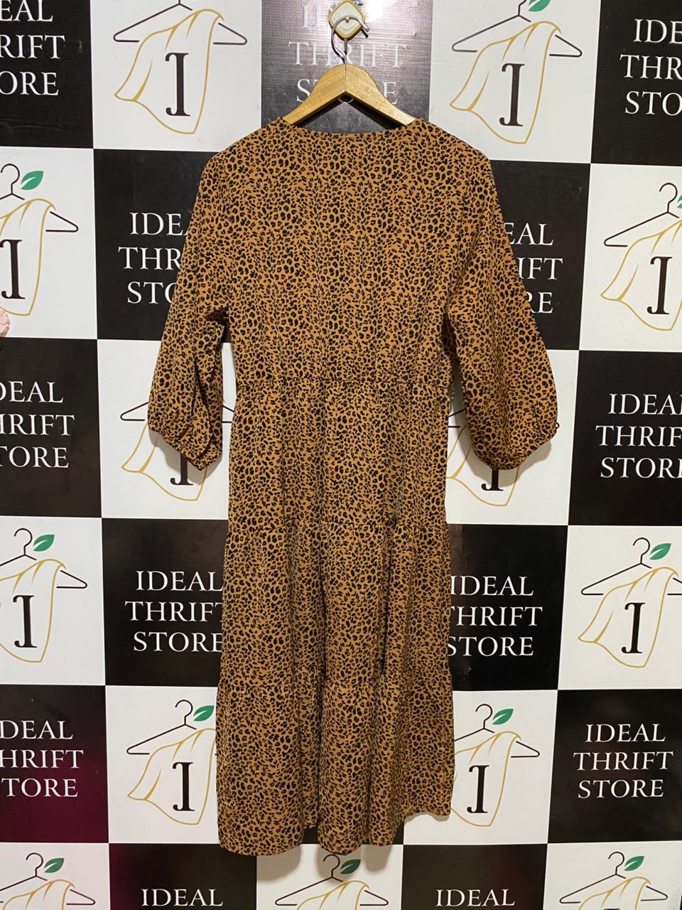 HQ |S| BUST 17| B27|  LEOPARD PRINT TIERED MIDI MAXI DRESS