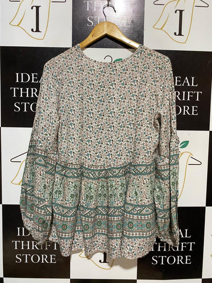 HOURGLASS |L| BUST 20| B27| BOHO FLORAL PRINT LONG SLEEVE BLOUSE
