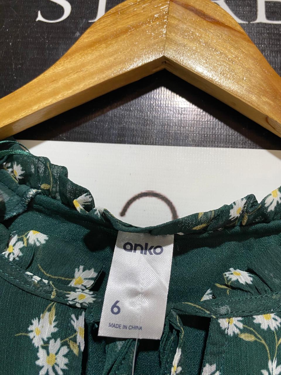 ANKO |M| BUST 20| B27| EMERALD GREEN DAISY PRINT LONG SLEEVE BLOUSE