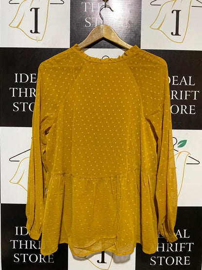 ANKO |M| BUST 21| B27| MUSTARD SWISS DOT LONG SLEEVE BLOUSE