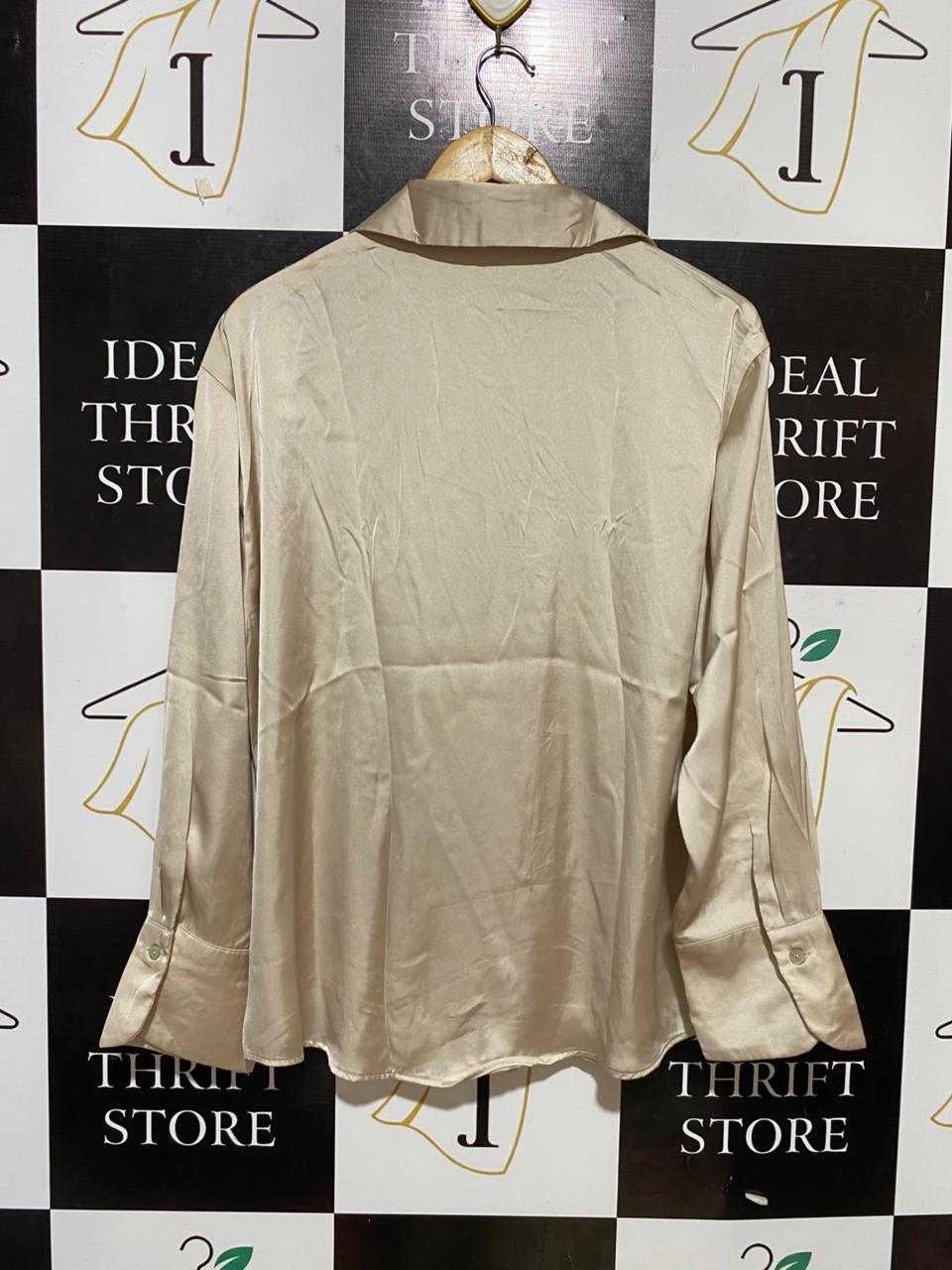 ZARA |XL| BUST 23| B27| CHAMPAGNE SATIN BUTTON-DOWN SHIRT