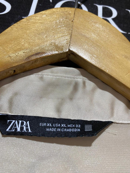 ZARA |XL| BUST 23| B27| CHAMPAGNE SATIN BUTTON-DOWN SHIRT