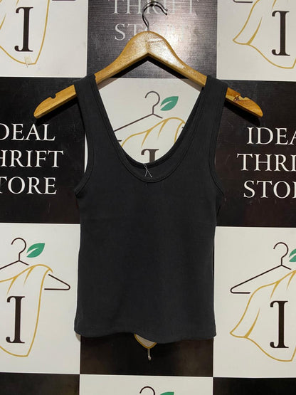 BILLA BONG |XS| BUST 12| B26| SOLID BLACK RIBBED TANK TOP