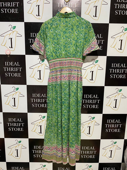 SAL ROSA |M| BUST 18| B26| COTTON SILK FLORAL PRINT MIDI MAXI DRESS