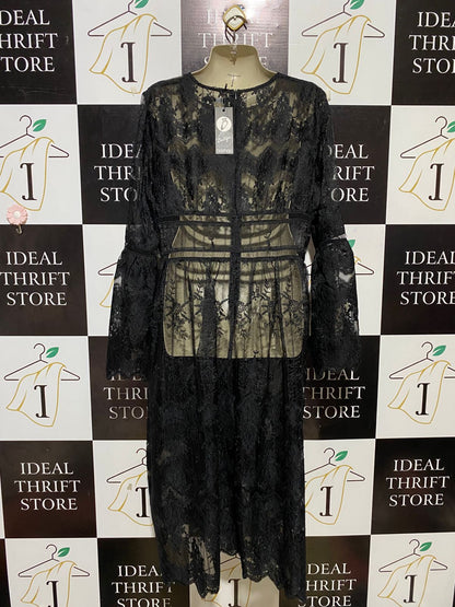 BOOHOO |L| BUST 21| B26| PREMIUM SHEER EMBROIDERED LACE MAXI DRESS