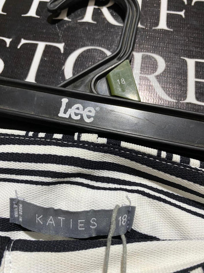 KATIES |XXL| WAIST 38| B26| VERTICAL STRIPED WIDE-LEG TROUSERS