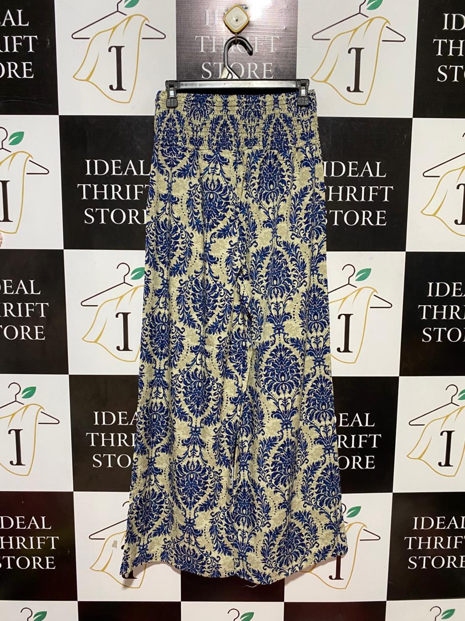SHEIN |M| WAIST 26| B26| BOHO DAMASK PRINT SMOCKED WIDE-LEG TROUSERS