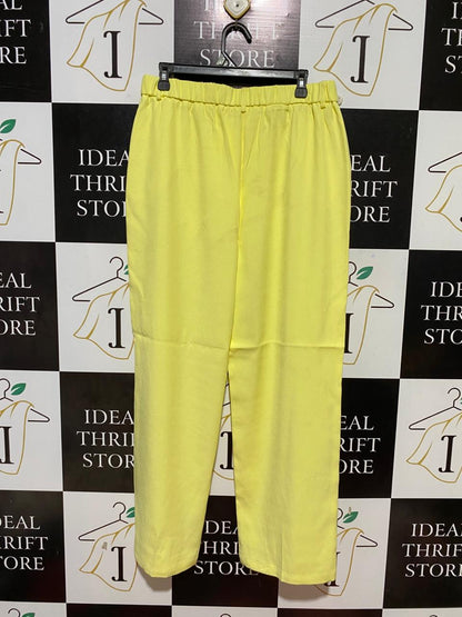 |XL| WAIST 32| B26| PREMIUM HIGH-WAISTED STRAIGHT-LEG YELLOW TROUSERS