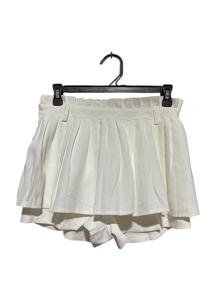 |M| WAIST 28| B27| HIGH WAISTED PLEATED TWO-IN-ONE SKORT SHORTS WITH PAPERBAG WAISTBAND