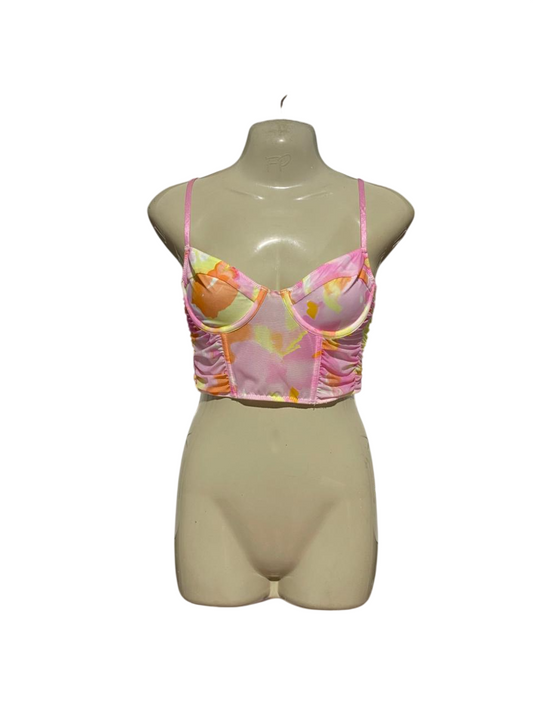 GLASSONS |S| BUST 12| B26| WOMEN PREMIUM FLORAL CORSET STYLE BUSTIER CROP TOP