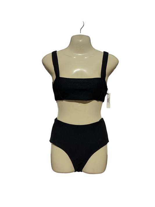 |S| B27| WOMEN PREMIUM BLACK SOLID TEXTURED BIKINI SET