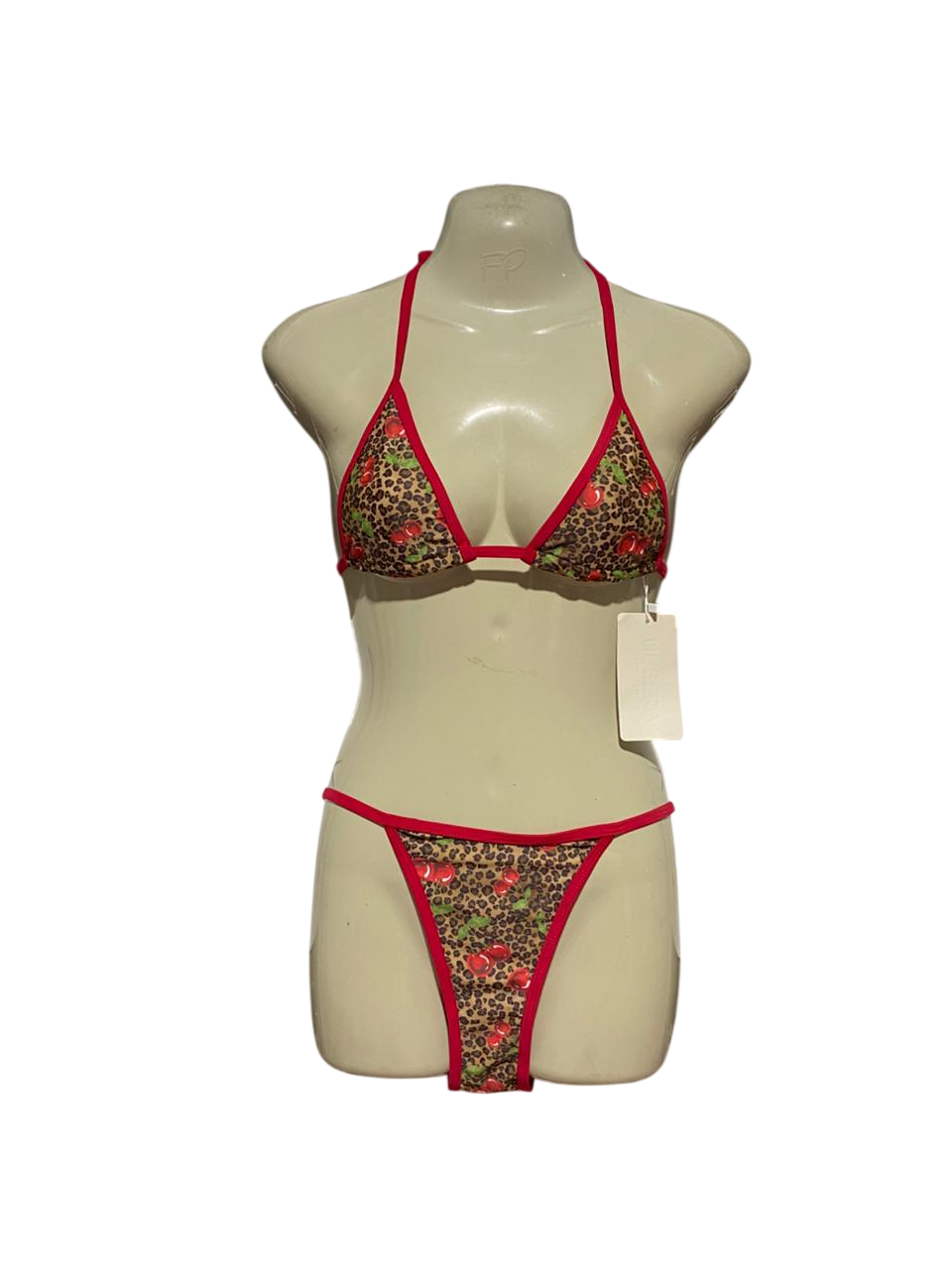 MUSERA |M| B27| WOMEN LEOPARD AND CHERRY PRINT BIKINI SET