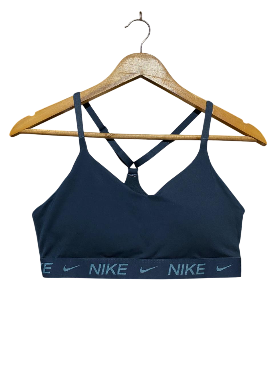 NIKE |L| BUST 15| B28| NAVY BLUE LOGO BAND SPORTS BRA
