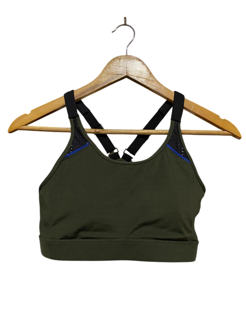 |XS| BUST 13| B28| PREMIUM OLIVE GREEN CROSS-BACK SPORTS BRA
