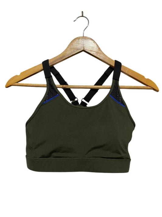 |XS| BUST 13| B28| PREMIUM OLIVE GREEN CROSS-BACK SPORTS BRA