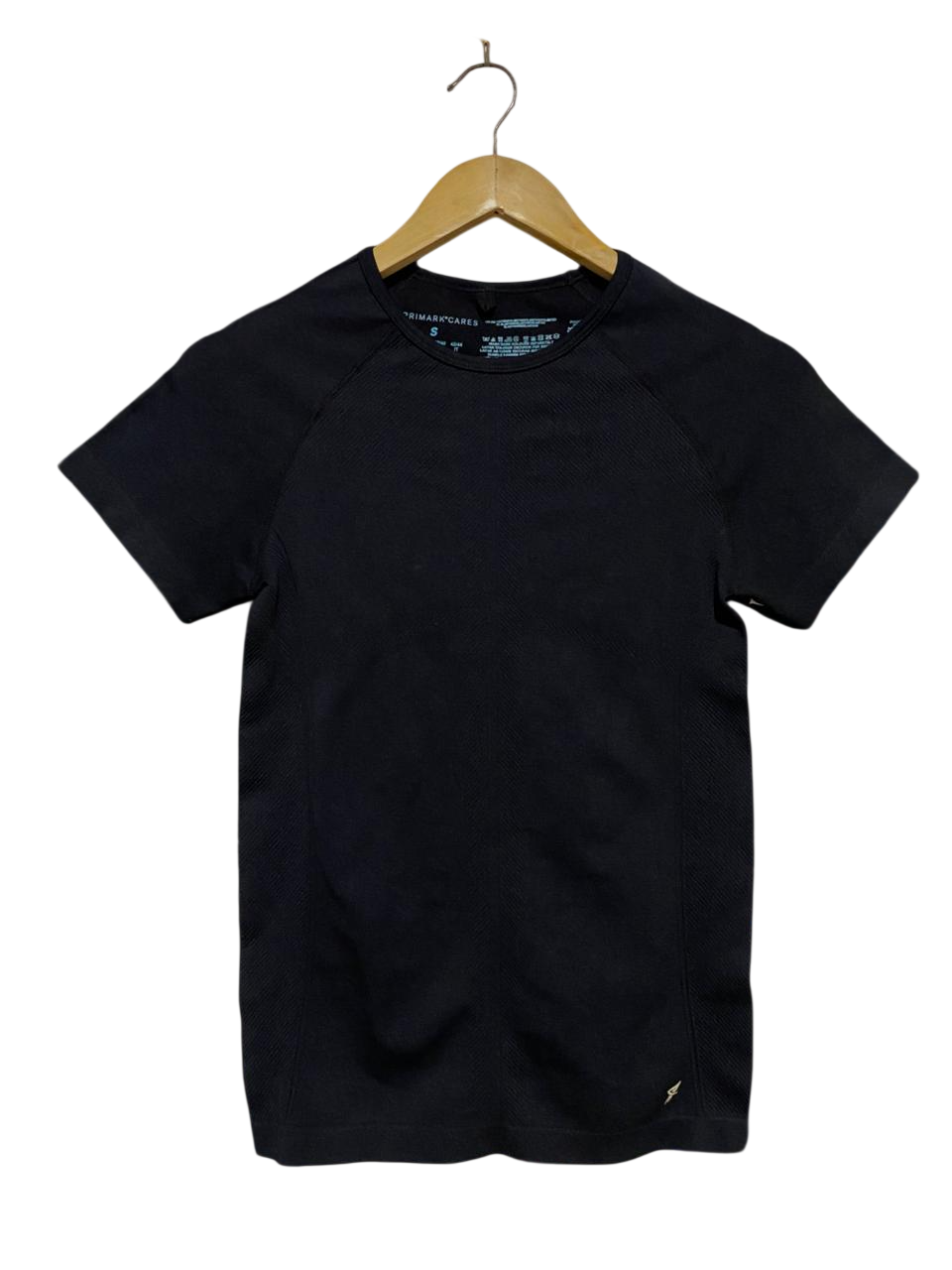 PRIMARK CARES |S| BUST 15| B27| WOMEN JET BLACK SEAMLESS RAGLAN SPORTS T-SHIRT