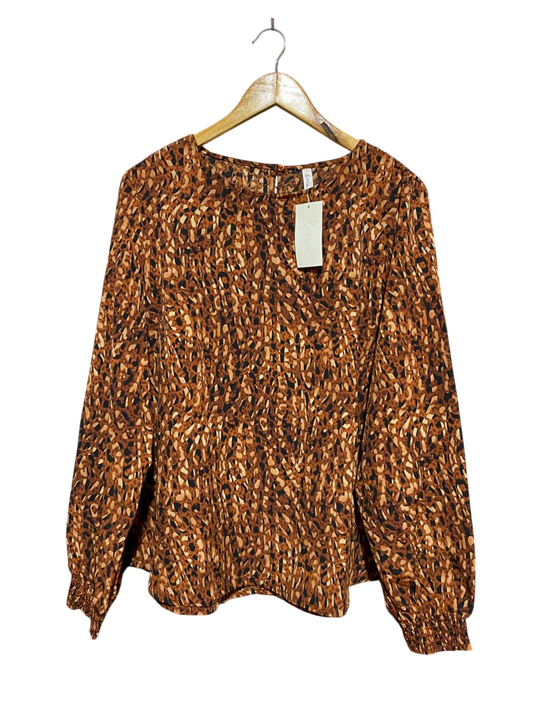 & ME |XL| BUST 23| B28| WOMEN LEOPARD ANIMAL PRINT LONG SLEEVE BLOUSE