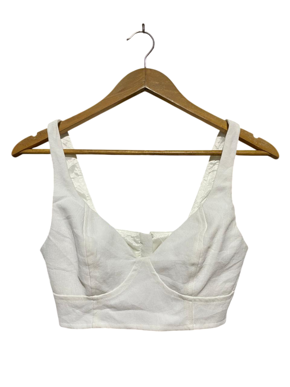 KOOKAI |S| BUST 14| B28| PREMIUM WHITE LINEN-LOOK BUSTIER CROP TOP