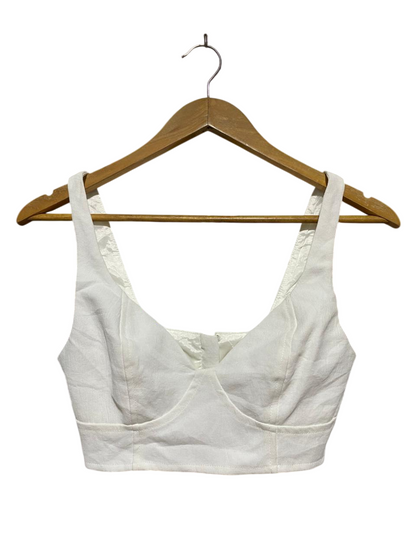 KOOKAI |S| BUST 14| B28| PREMIUM WHITE LINEN-LOOK BUSTIER CROP TOP