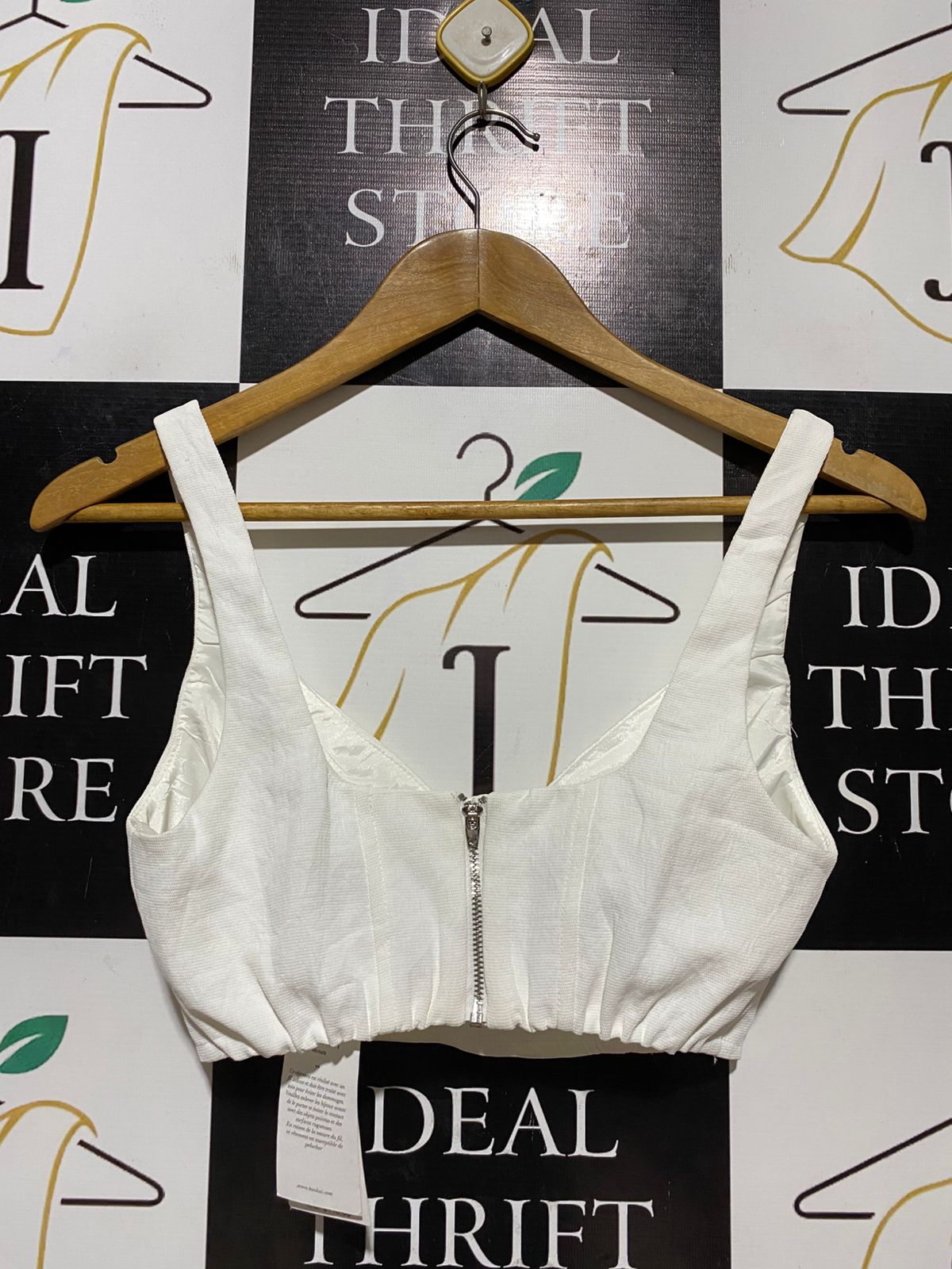 KOOKAI |S| BUST 14| B28| PREMIUM WHITE LINEN-LOOK BUSTIER CROP TOP
