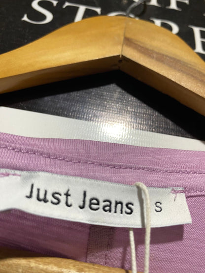JUST JEANS |M| BUST 18| B28| WOMEN MAUVE PURPLE V-NECK SLUB COTTON T-SHIRT