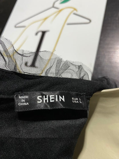 SHEIN |L| BUST 19| B28| CO-BASTIAN WOMEN JET BLACK TIERED TULLE MAXI DRESS