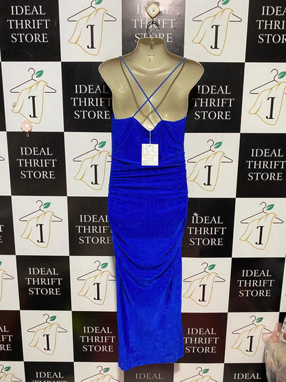 RUMOR |S| BUST 15| B28| WOMEN ROYAL BLUE COWL NECK RUCHED MAXI DRESS