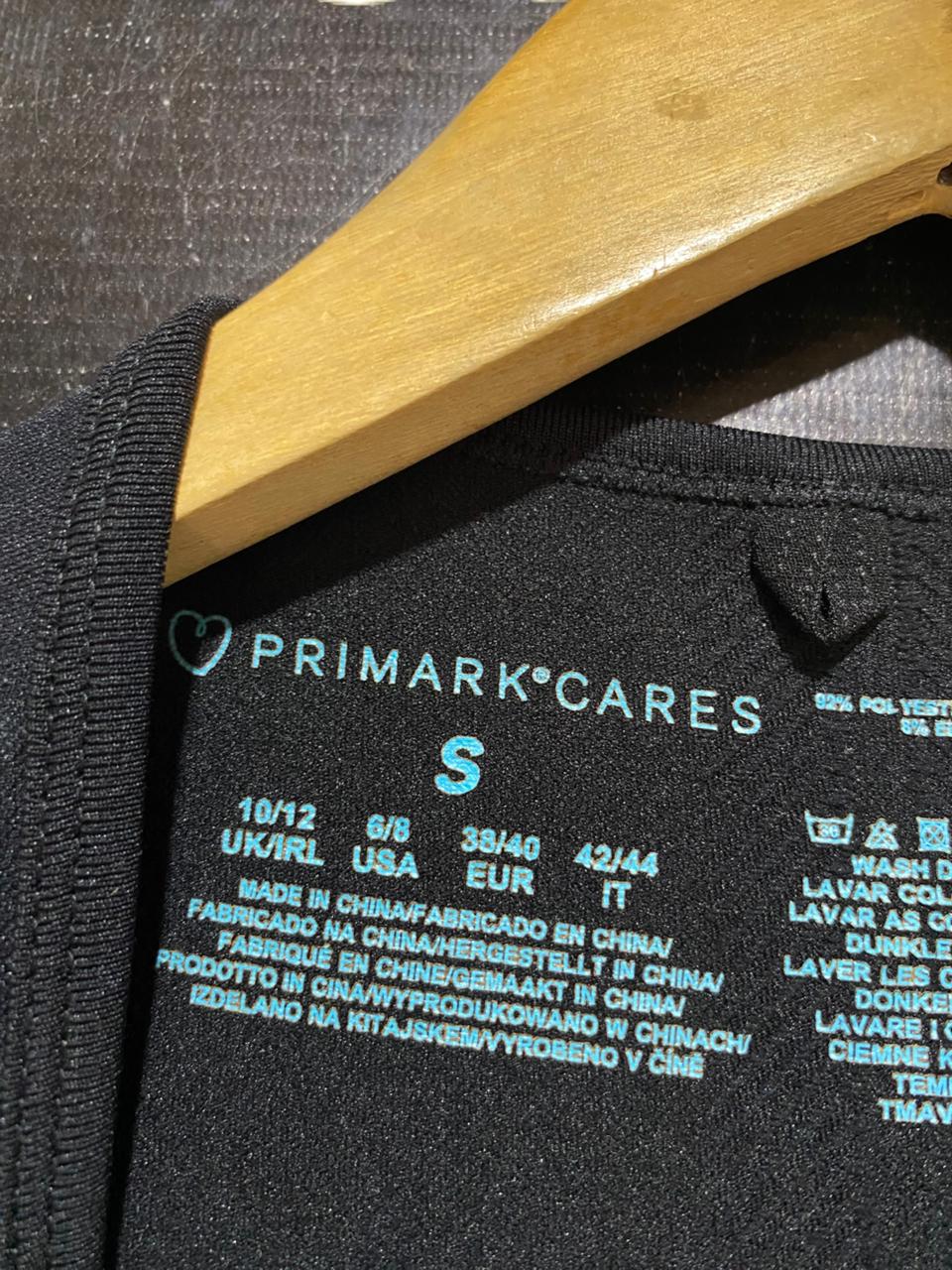 PRIMARK CARES |S| BUST 15| B27| WOMEN JET BLACK SEAMLESS RAGLAN SPORTS T-SHIRT