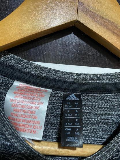 ADIDAS |L| BUST 18| B27| CHARCOAL GREY MELANGE PERFORMANCE SPORTS T-SHIRT