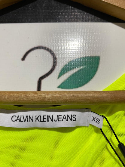 CALVIN KLEIN |XS| BUST 13| B28| NEON LIME GREEN LOGO BAND CROP TANK TOP
