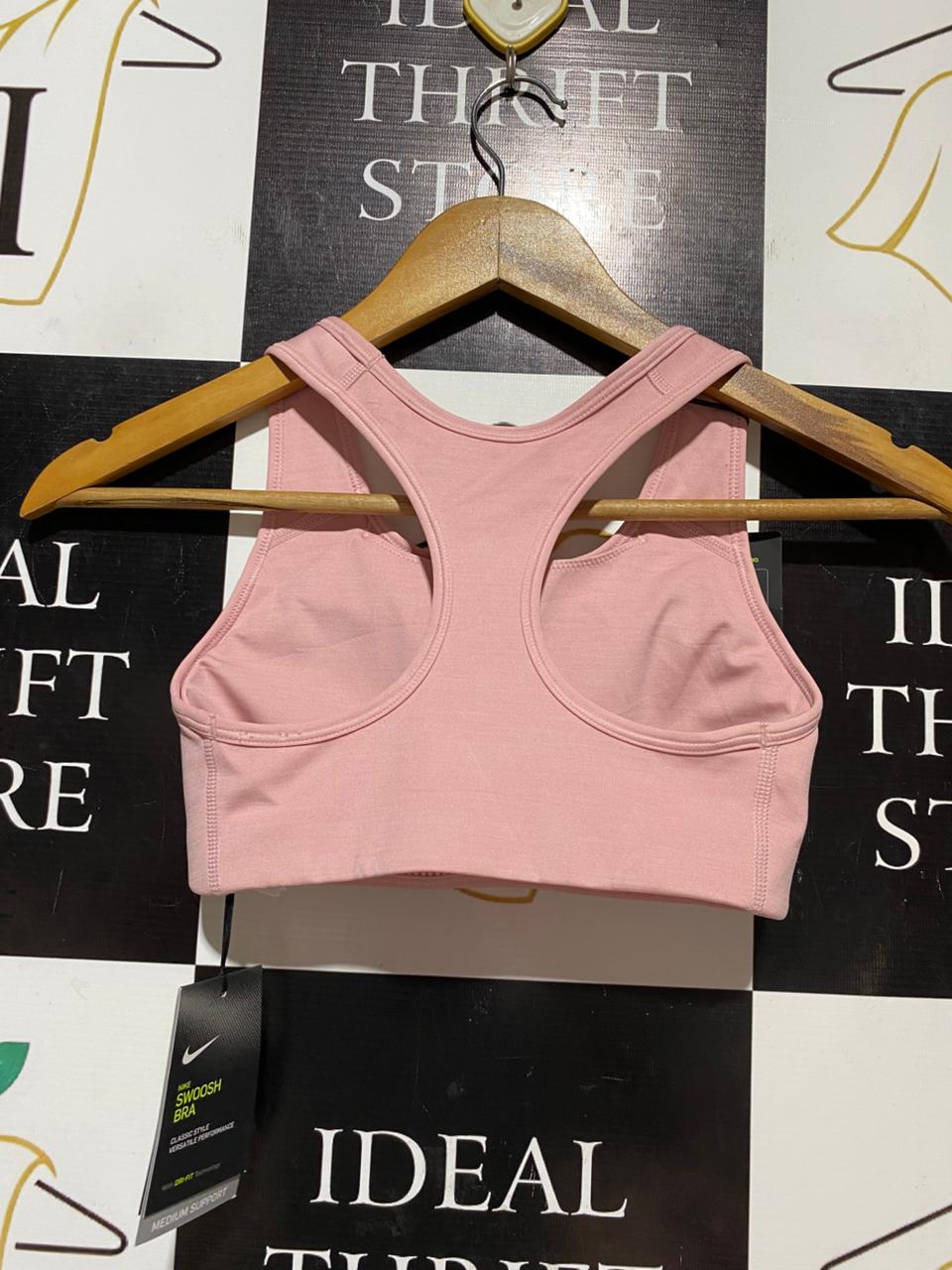 NIKE |XS| BUST 12| B28| DRI-FIT PREMIUM PASTEL PINK SWOOSH RACERBACK SPORTS BRA