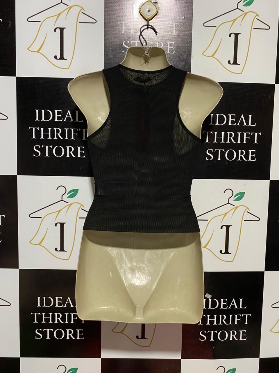 BEGINNING |XS| BUST 13| B28|PREMIUM CONTEMPORARY BLACK LACE-UP FRONT CORSET STYLE TANK TOP