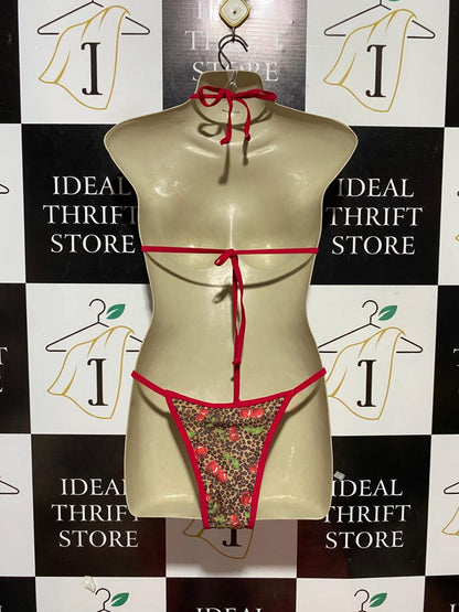 MUSERA |M| B27| WOMEN LEOPARD AND CHERRY PRINT BIKINI SET