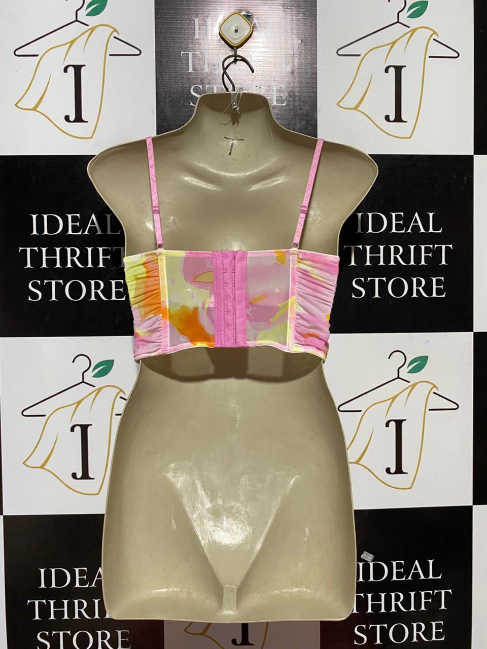 GLASSONS |S| BUST 12| B26| WOMEN PREMIUM FLORAL CORSET STYLE BUSTIER CROP TOP