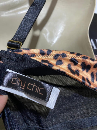 CITY CHIC |S| BUST 18| B27| LEOPARD PRINT LACE DETAIL BODYSUIT