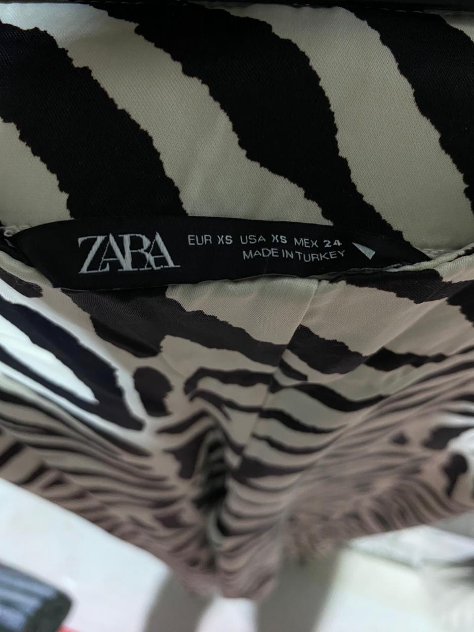 ZARA |XS| WAIST 24| B27| WOMEN PREMIUM ZEBRA PRINT WIDE-LEG TROUSERS