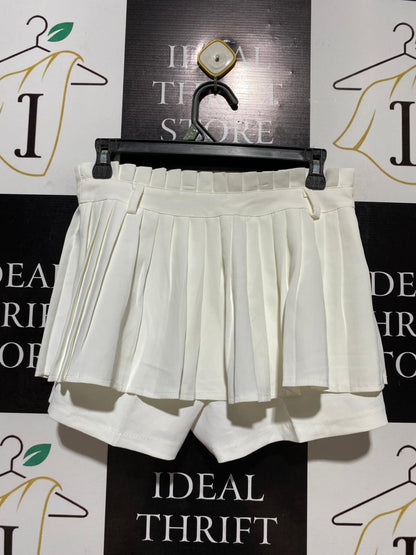 |M| WAIST 28| B27| HIGH WAISTED PLEATED TWO-IN-ONE SKORT SHORTS WITH PAPERBAG WAISTBAND