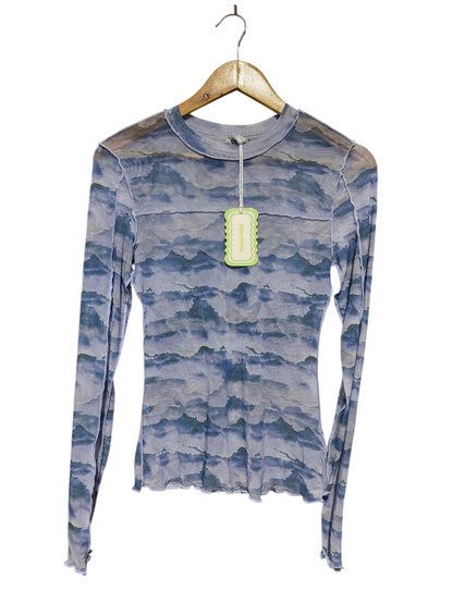 GHANDA |M| BUST 16| B28| WOMEN'S ABSTRACT LANDSCAPE PRINT MESH TOP / BLOUSE