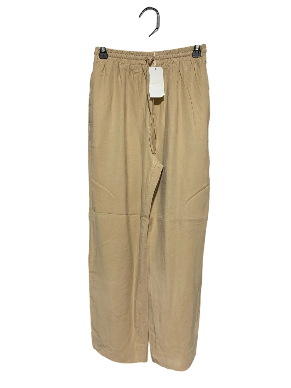 KOOKAI |S| WAIST 26| B28| PREMIUM BEIGE CASUAL WIDE-LEG TROUSERS WITH DRAWSTRING