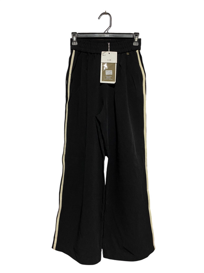 |S| WAIST 26| B28| PREMIUM BLACK WIDE-LEG SIDE-STRIPE TROUSERS